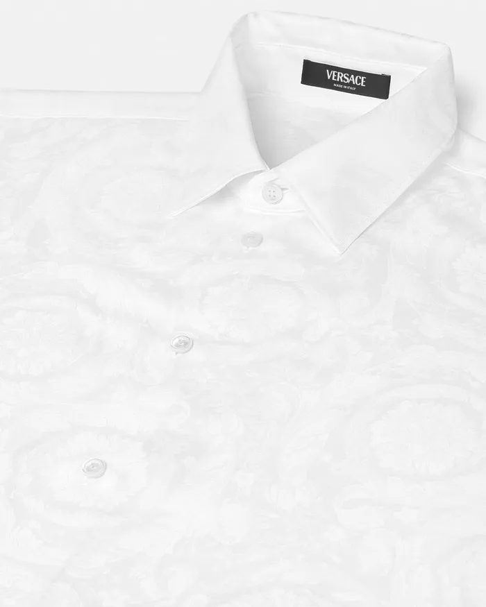 Versace Shirts Men Barocco Jacquard Shirt White