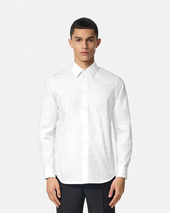 Versace Shirts Men Barocco Jacquard Shirt White