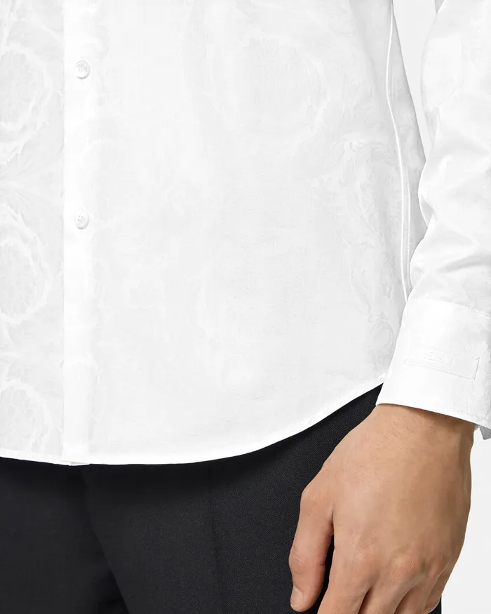 Versace Shirts Men Barocco Jacquard Shirt White