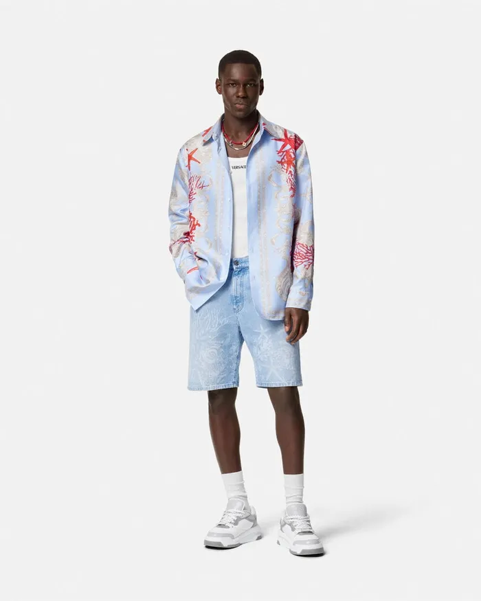 Versace Shirts Men Barocco Sea Reversible Shirt Blueprint