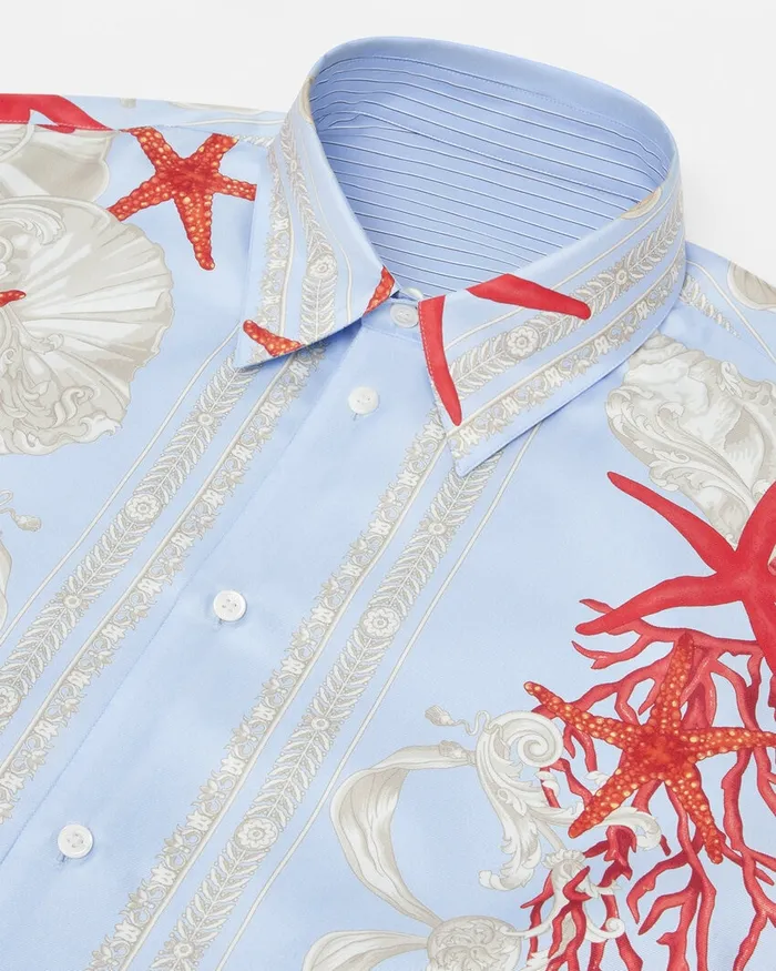 Versace Shirts Men Barocco Sea Reversible Shirt Blueprint