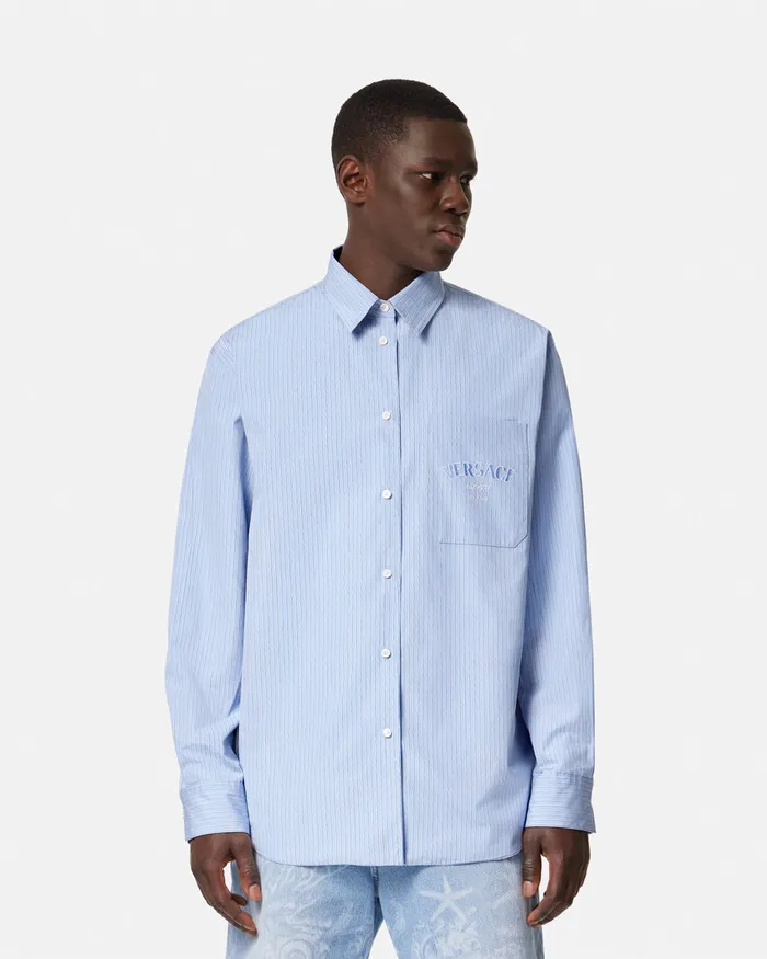 Versace Shirts Men Barocco Sea Reversible Shirt Blueprint