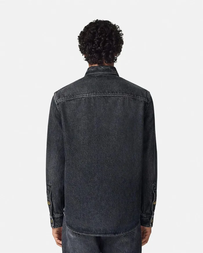 Versace Shirts Men Denim Overshirt Black