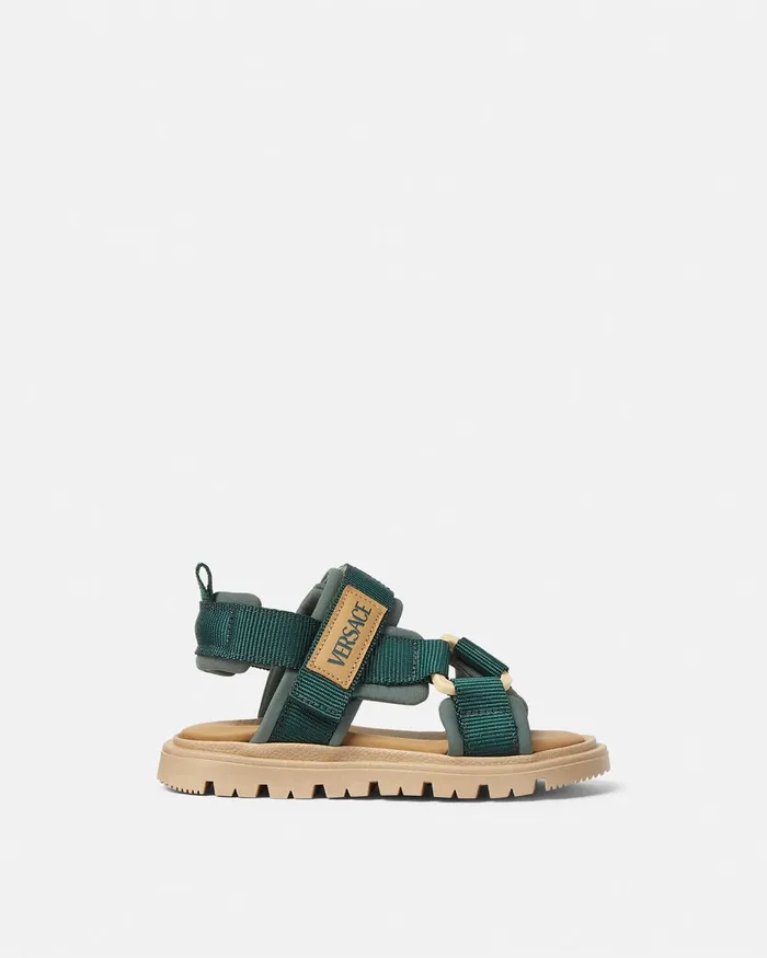 Versace Shoes and First Steps Kids Logo Baby Sandals Green