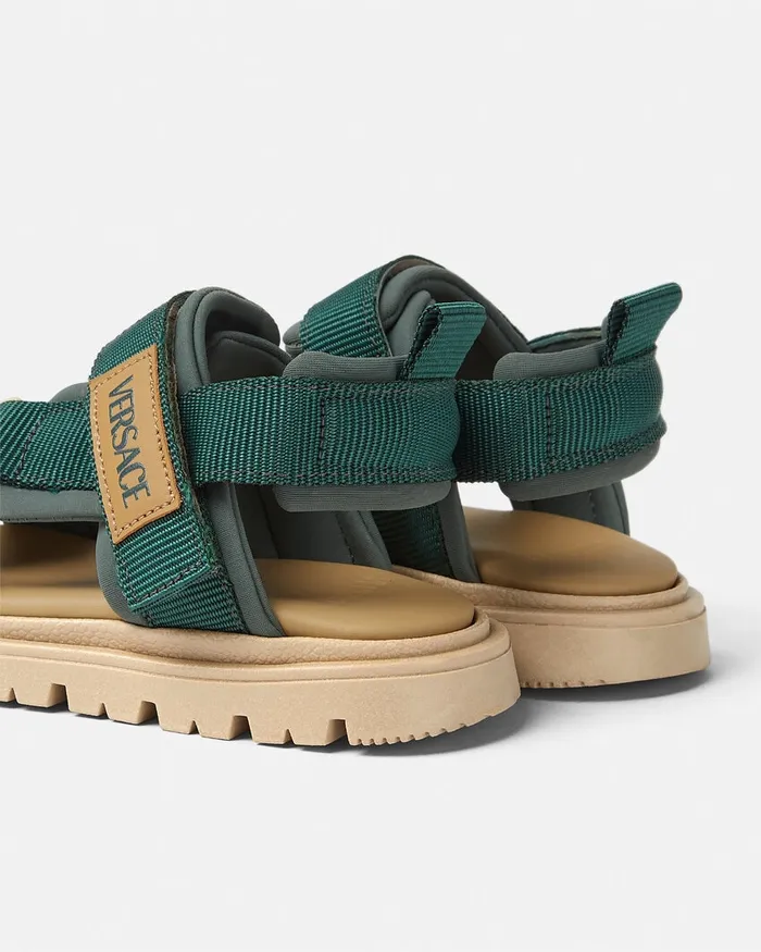 Versace Shoes and First Steps Kids Logo Baby Sandals Green