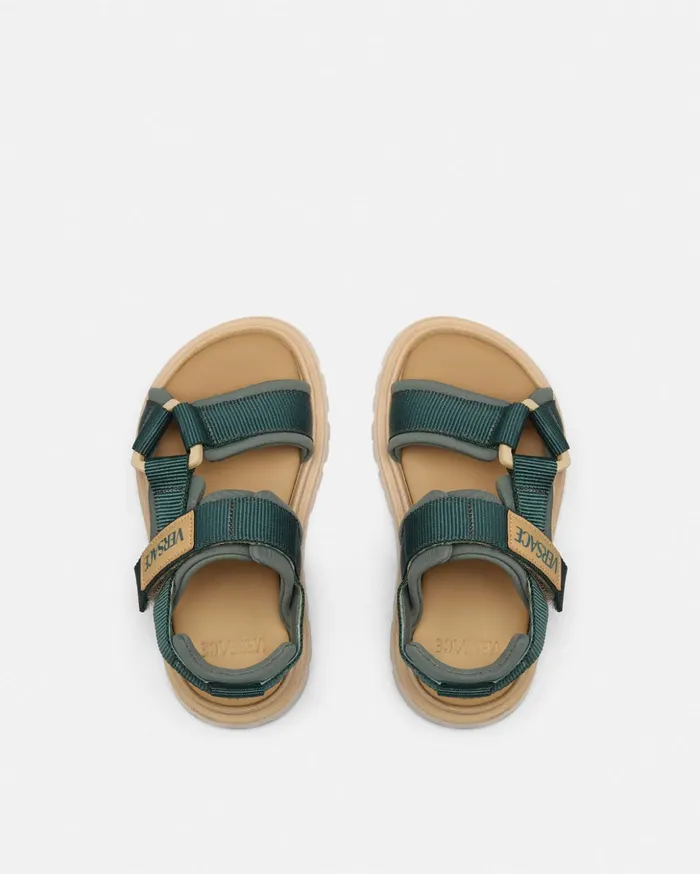 Versace Shoes and First Steps Kids Logo Baby Sandals Green
