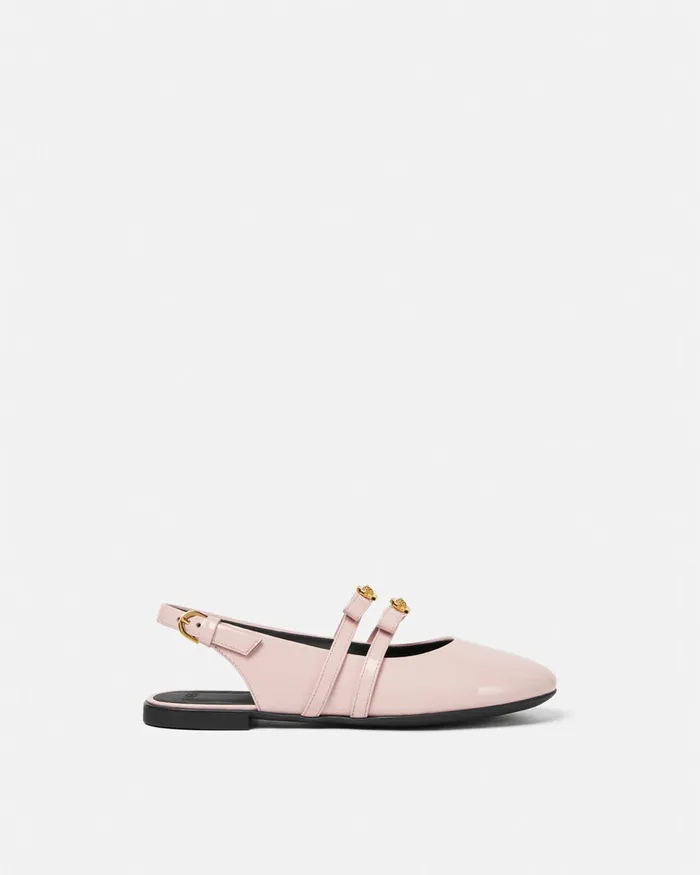 Versace Shoes Kids Gianni Ribbon Slingback Ballerinas Light Pink