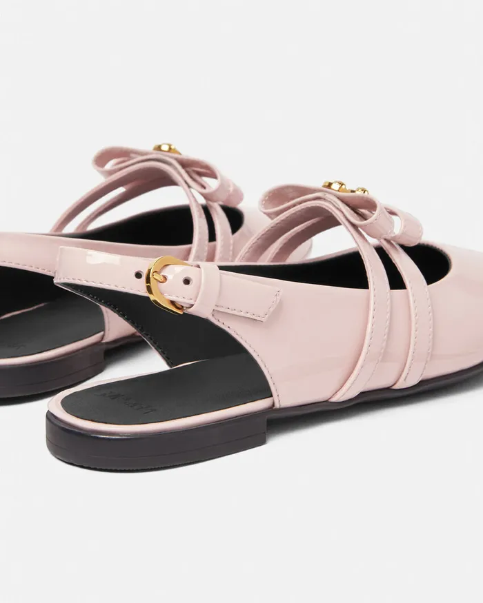 Versace Shoes Kids Gianni Ribbon Slingback Ballerinas Light Pink