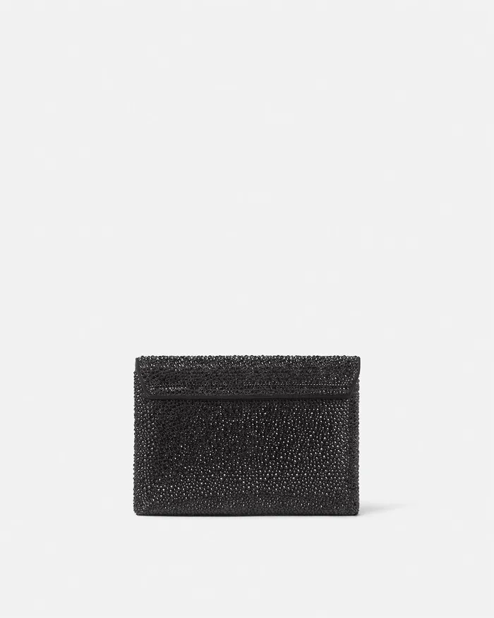 Versace Shoulder and Crossbody Women Crystal La Medusa Envelope Clutch Black