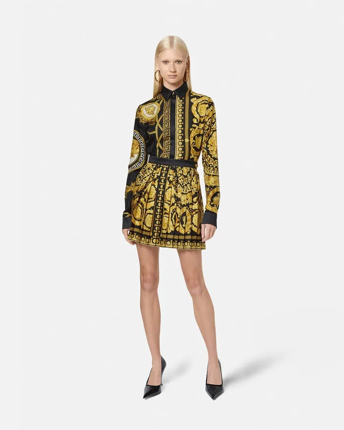 Versace Skirts Women Barocco Pleated Skirt Blackprint