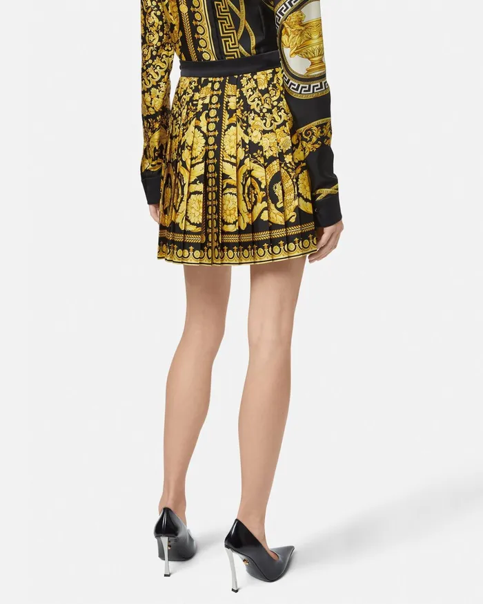 Versace Skirts Women Barocco Pleated Skirt Blackprint