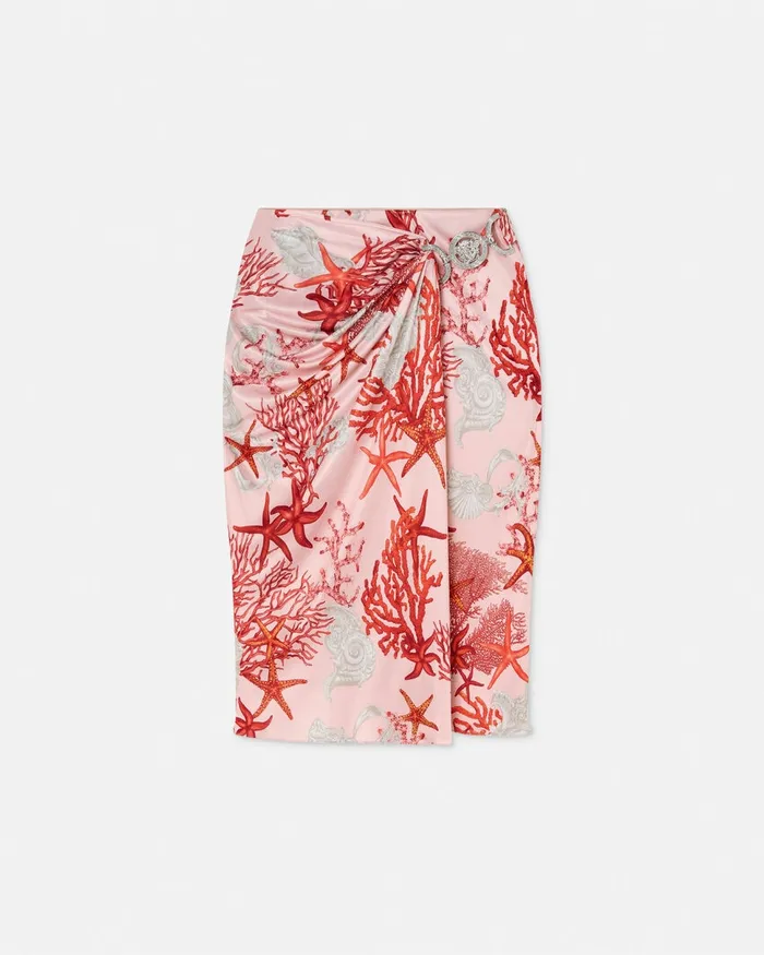 Versace Skirts Women Barocco Sea Gathered Midi Skirt Pinkprint
