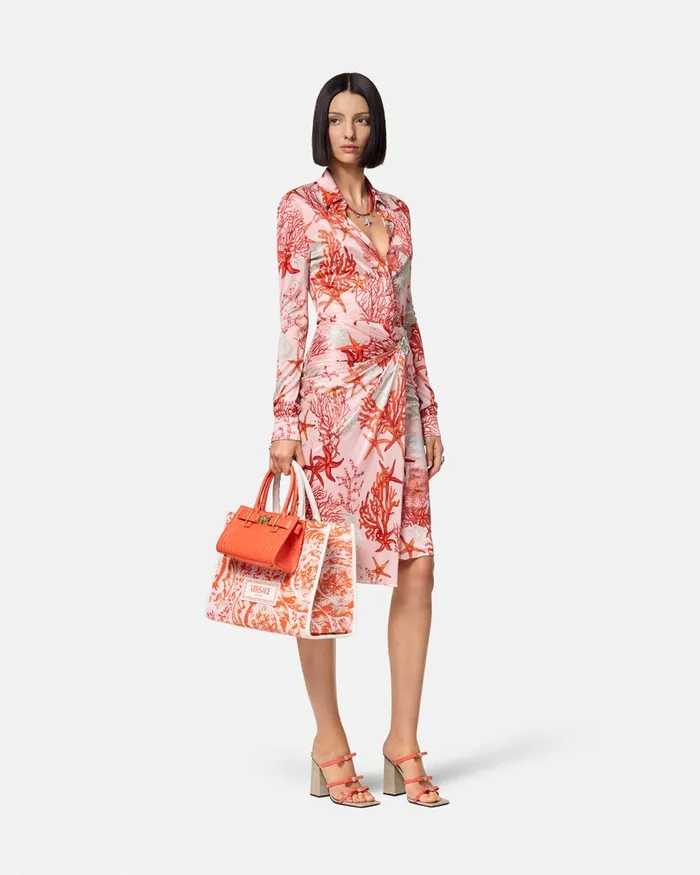 Versace Skirts Women Barocco Sea Gathered Midi Skirt Pinkprint
