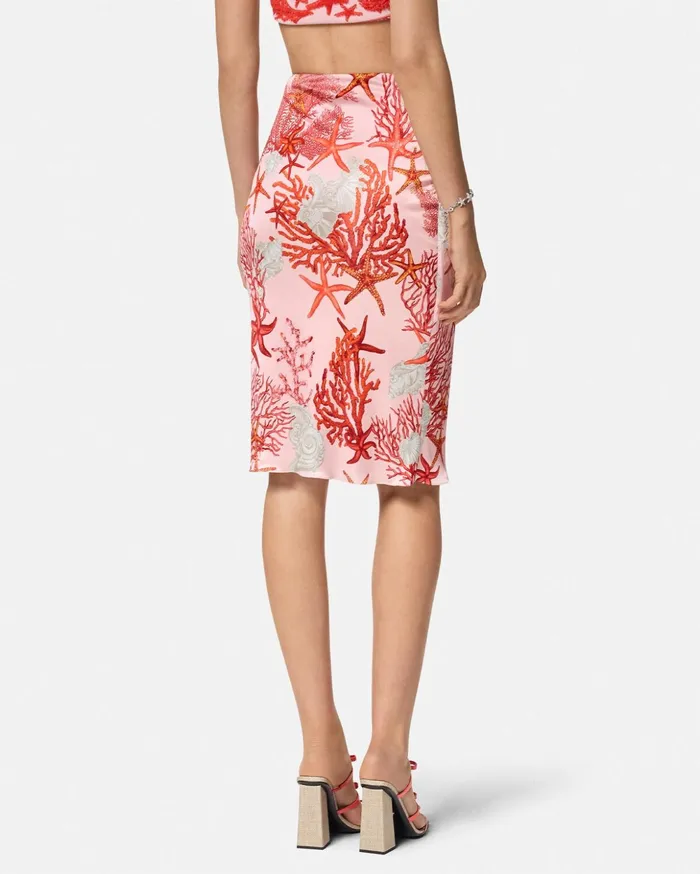Versace Skirts Women Barocco Sea Gathered Midi Skirt Pinkprint