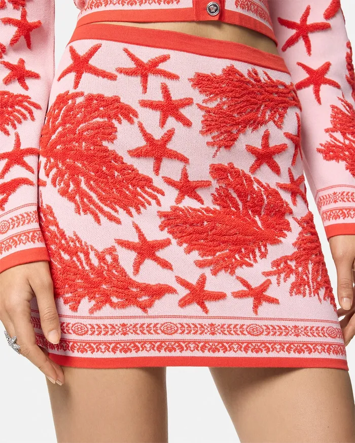 Versace Skirts Women Barocco Sea Knit Mini Skirt Light Pink