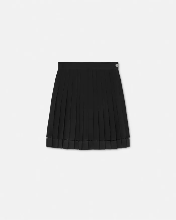 Versace Skirts Women Pleated Silk Georgette Mini Skirt Black