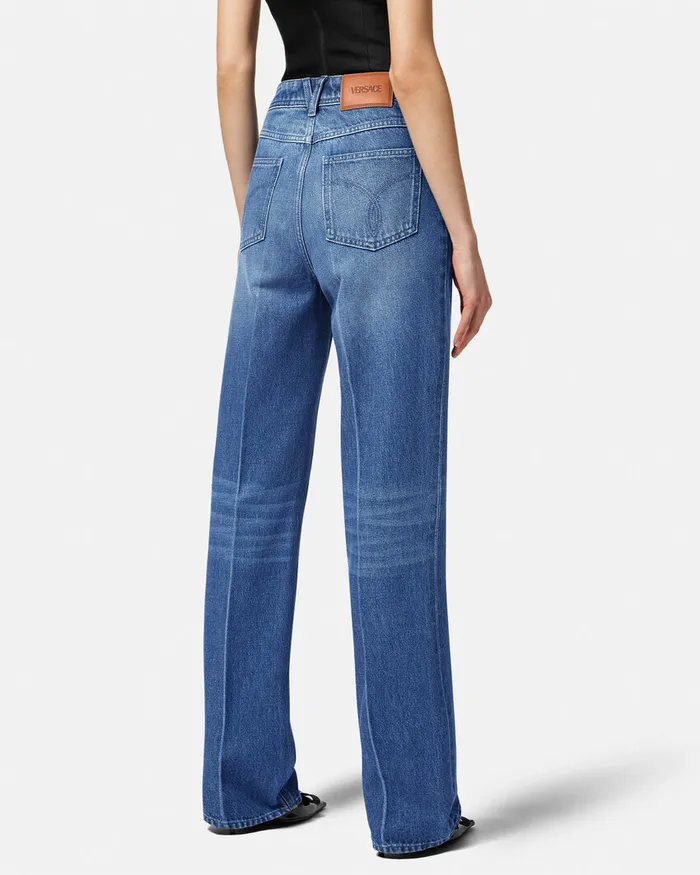 Versace Suits Women Medusa 03995 Boyfriend Jeans Blue