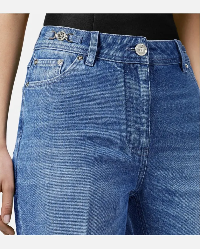 Versace Suits Women Medusa 03995 Boyfriend Jeans Blue