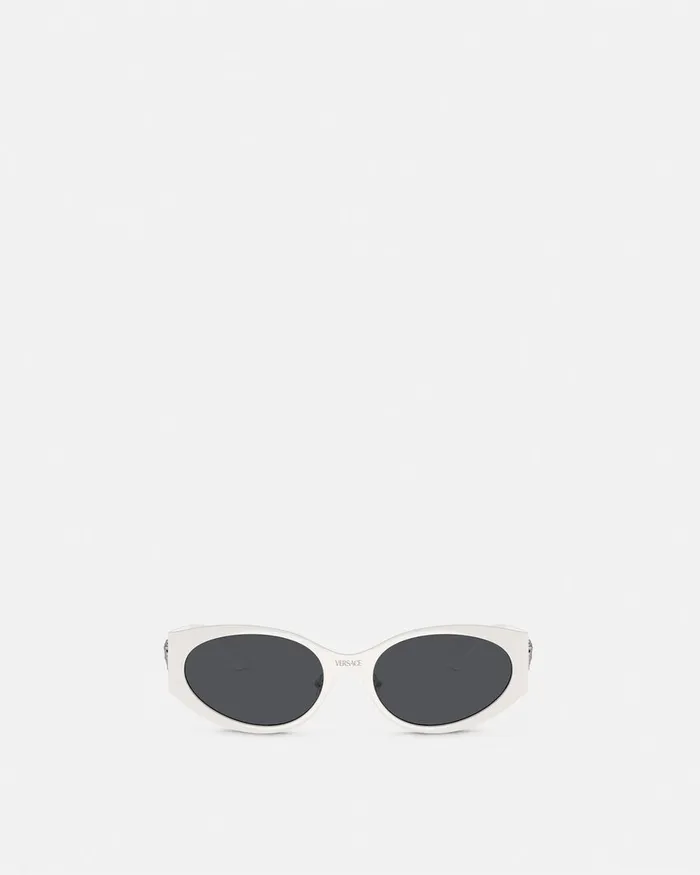 Versace Sunglasses Women La Medusa Oval Sunglasses White