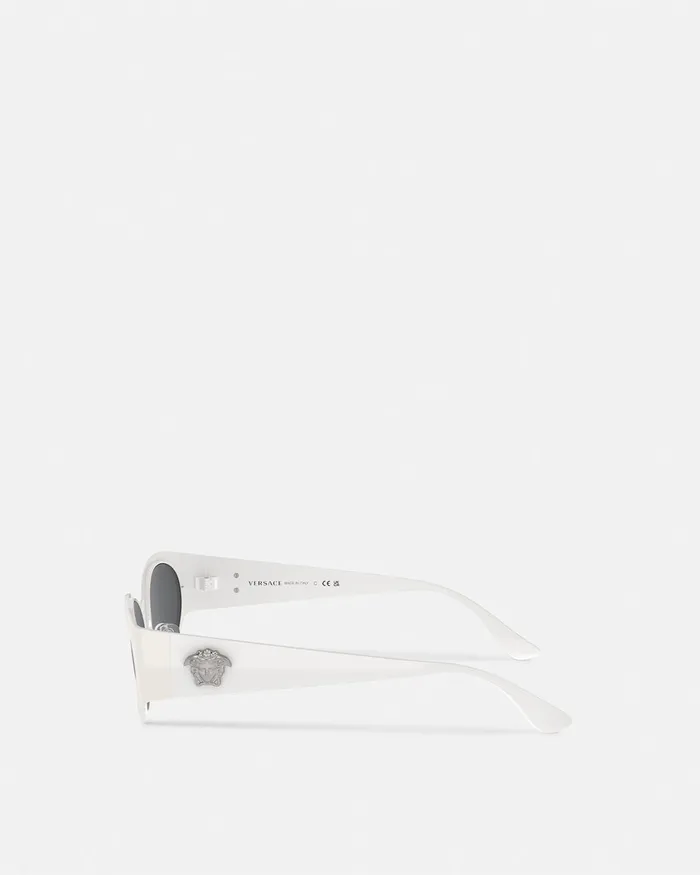 Versace Sunglasses Women La Medusa Oval Sunglasses White