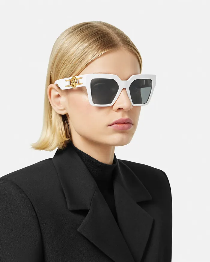 Versace Sunglasses Women Medusa Deco Butterfly Sunglasses White