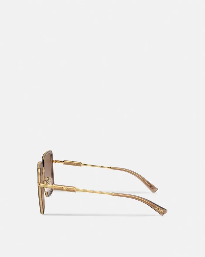 Versace Sunglasses Women Medusa Roller Squared Sunglasses Browngold
