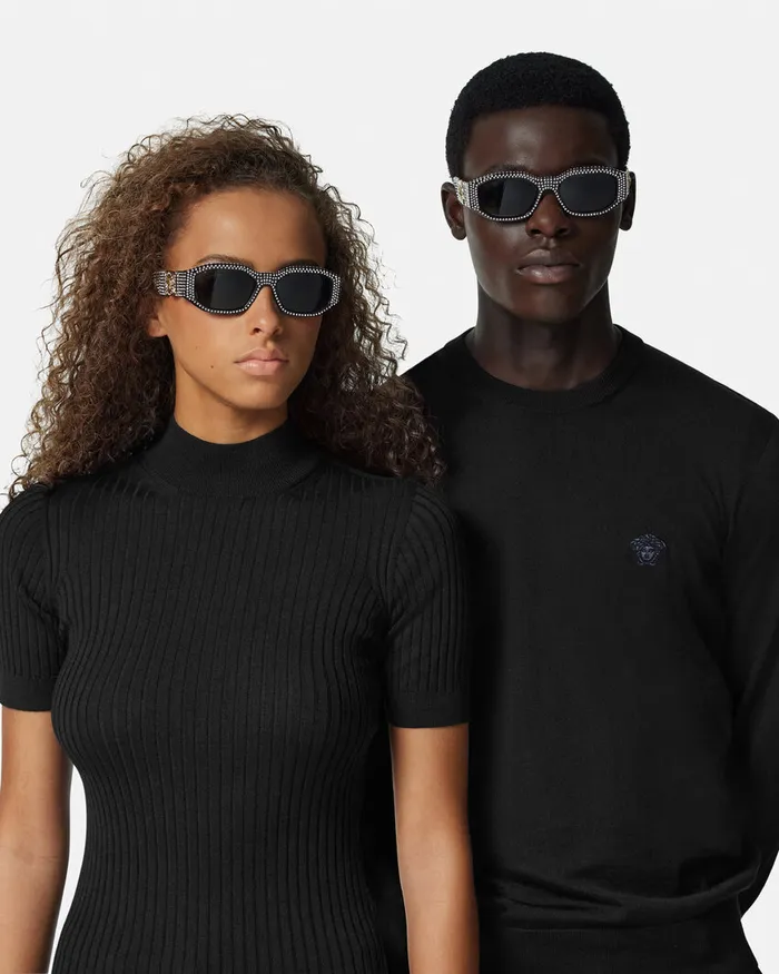 Versace Sunglasses WomenMen Crystal Medusa Biggie Sunglasses Blackgold