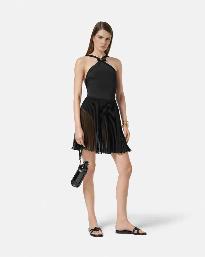 Versace Swimwear Women Gianni Ribbon OnePiece Swimsuit Black