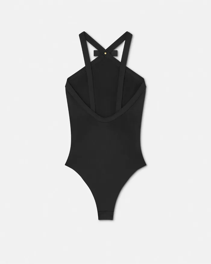 Versace Swimwear Women Gianni Ribbon OnePiece Swimsuit Black