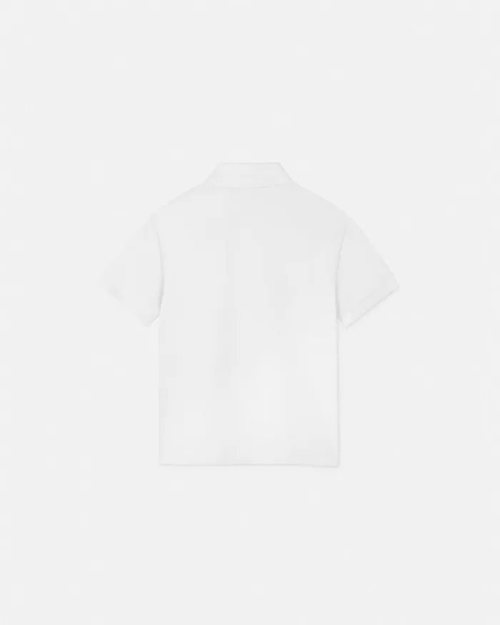 Versace Tshirts and Polos Kids Embroidered Medusa Polo Shirt Whiteprint