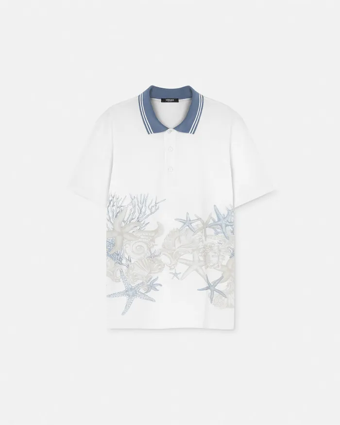 Versace TShirts and Polos Men Barocco Sea Graphic Polo Shirt Whiteprint