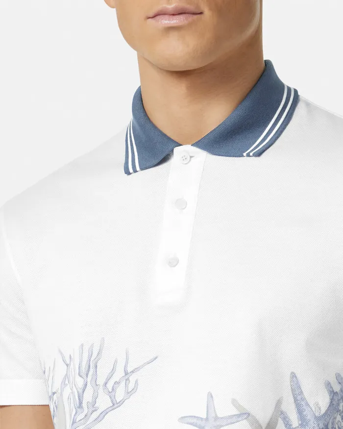 Versace TShirts and Polos Men Barocco Sea Graphic Polo Shirt Whiteprint