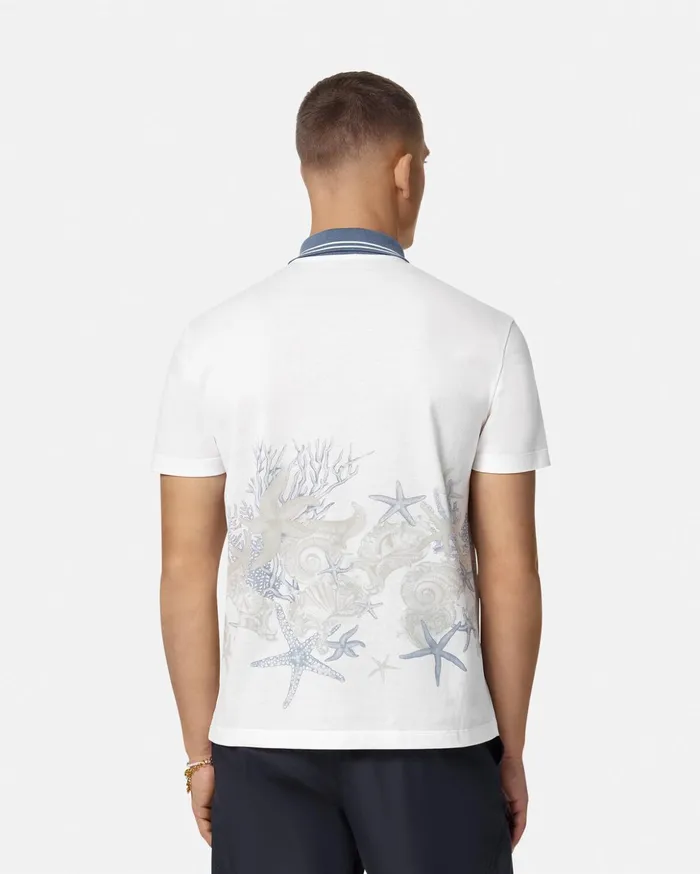 Versace TShirts and Polos Men Barocco Sea Graphic Polo Shirt Whiteprint