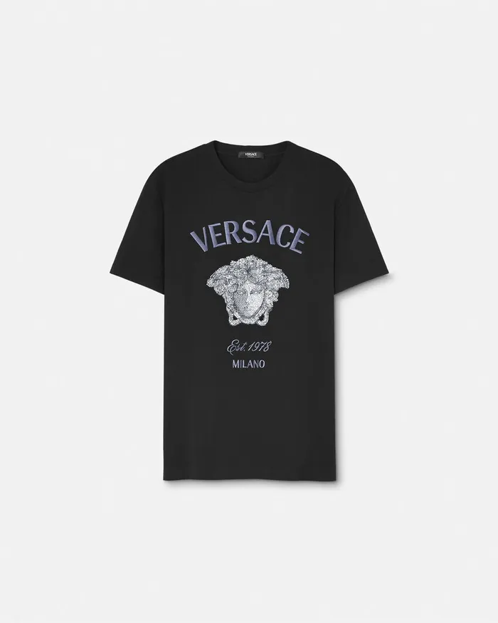 Versace TShirts and Polos Men Crystal Medusa Milano TShirt Black