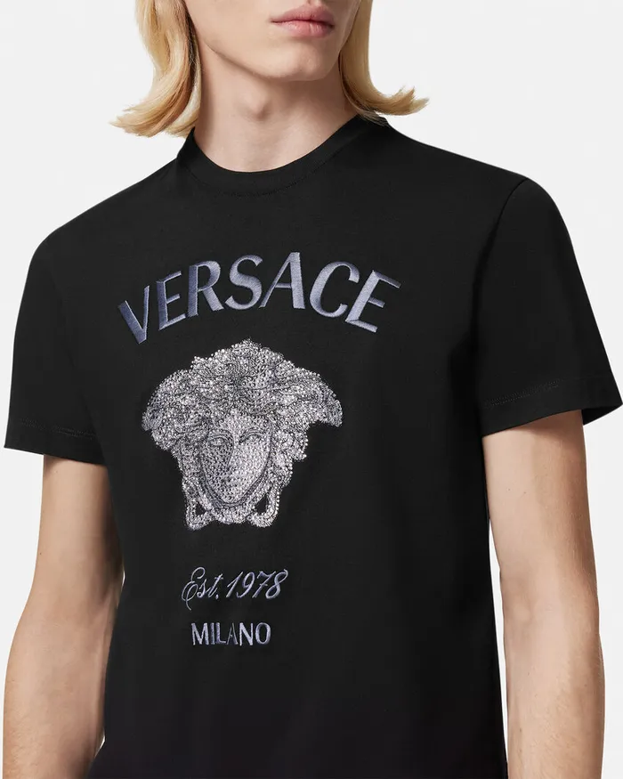 Versace TShirts and Polos Men Crystal Medusa Milano TShirt Black