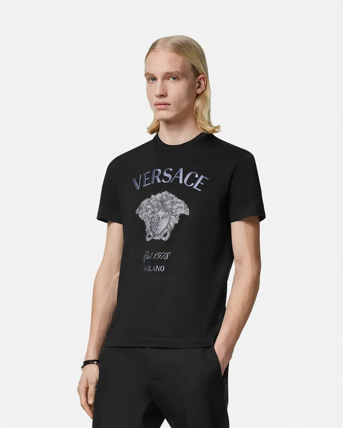 Versace TShirts and Polos Men Crystal Medusa Milano TShirt Black