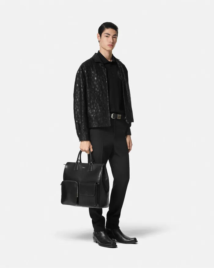 Versace TShirts and Polos Men Embroidered Medusa Polo Shirt Black