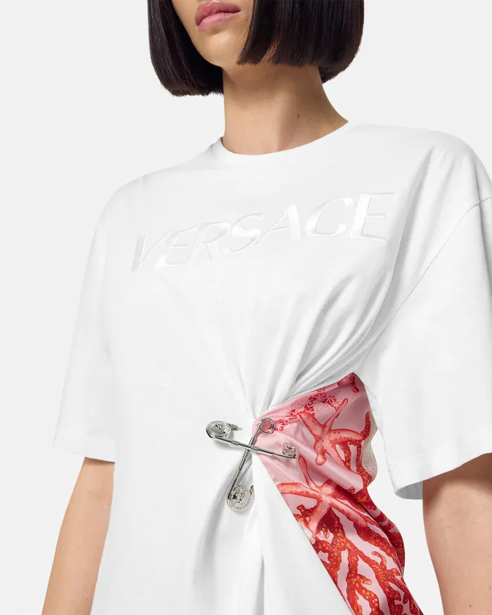 Versace TShirts and Sweatshirts Women Barocco Sea Safety Pin TShirt Whiteprint