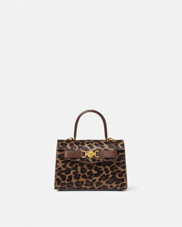 Versace Top Handle Women Leopard Medusa 03995 Small Handbag Animalier