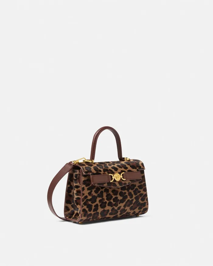 Versace Top Handle Women Leopard Medusa 03995 Small Handbag Animalier