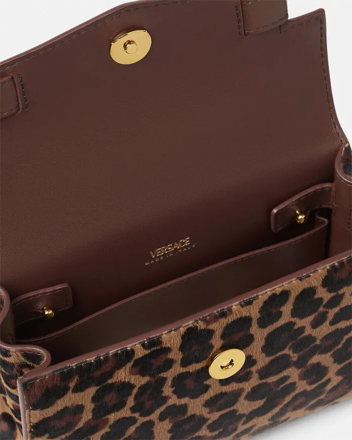 Versace Top Handle Women Leopard Medusa 03995 Small Handbag Animalier