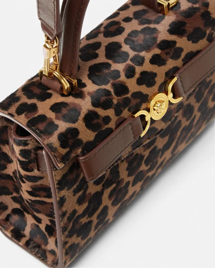 Versace Top Handle Women Leopard Medusa 03995 Small Handbag Animalier