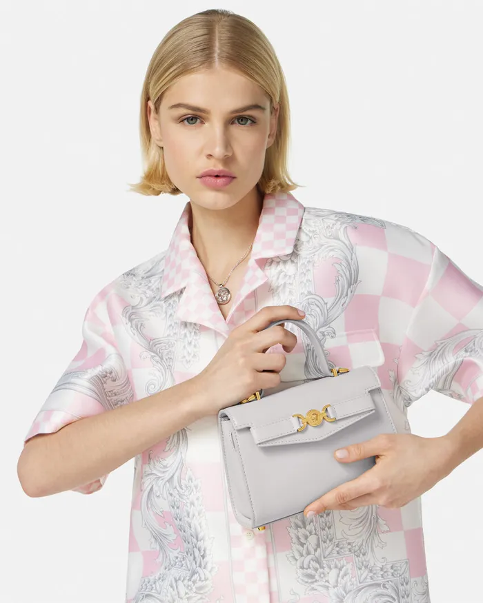 Versace Top Handle Women Medusa 03995 Small Handbag Gray