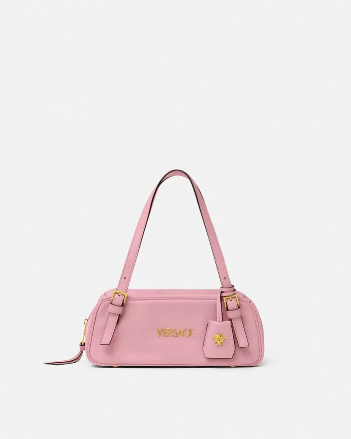 Versace Top Handle Women Tag Bowling Shoulder Bag Pink