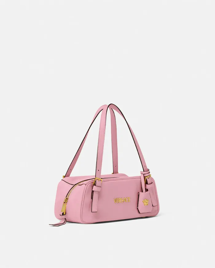 Versace Top Handle Women Tag Bowling Shoulder Bag Pink