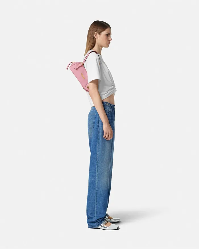 Versace Top Handle Women Tag Bowling Shoulder Bag Pink