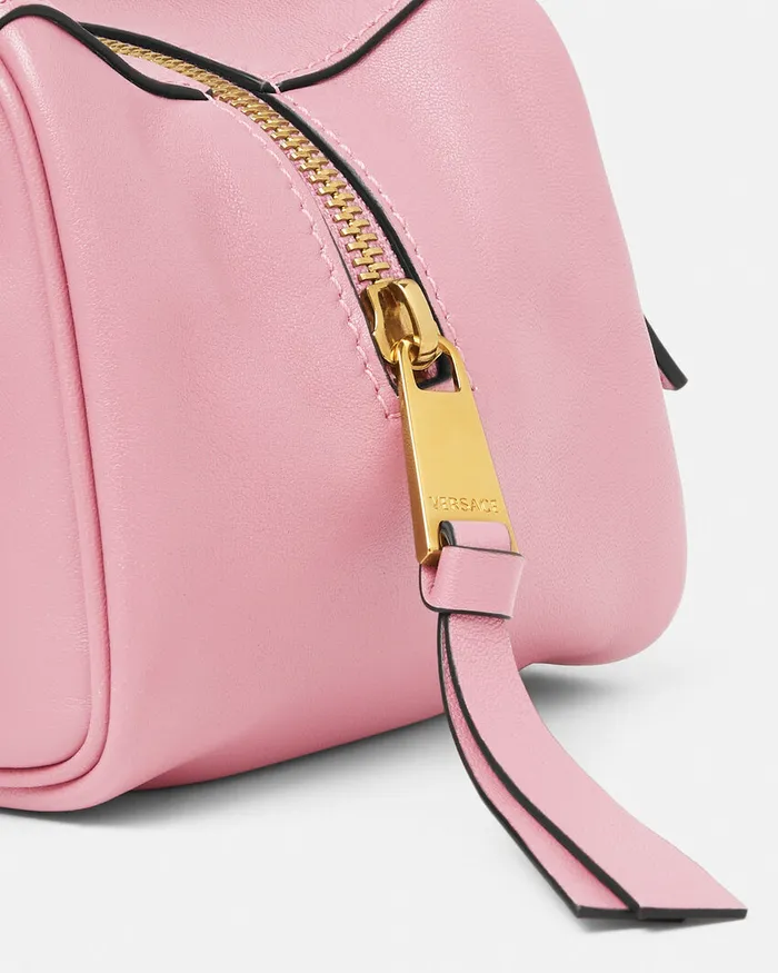 Versace Top Handle Women Tag Bowling Shoulder Bag Pink