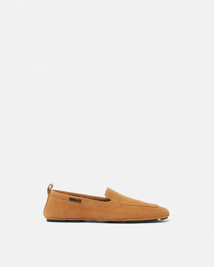 Versace Villa Men Villa Suede Driver Shoes Brown