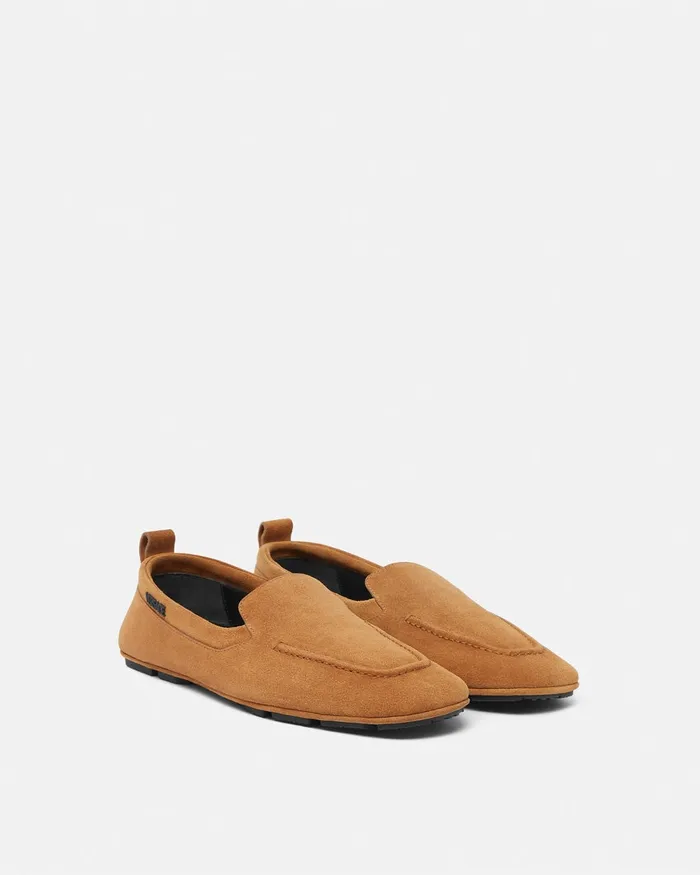 Versace Villa Men Villa Suede Driver Shoes Brown