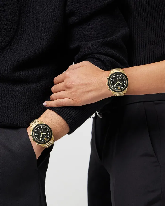 Versace Watches Men Greca Dome Chrono Watch Blackgold